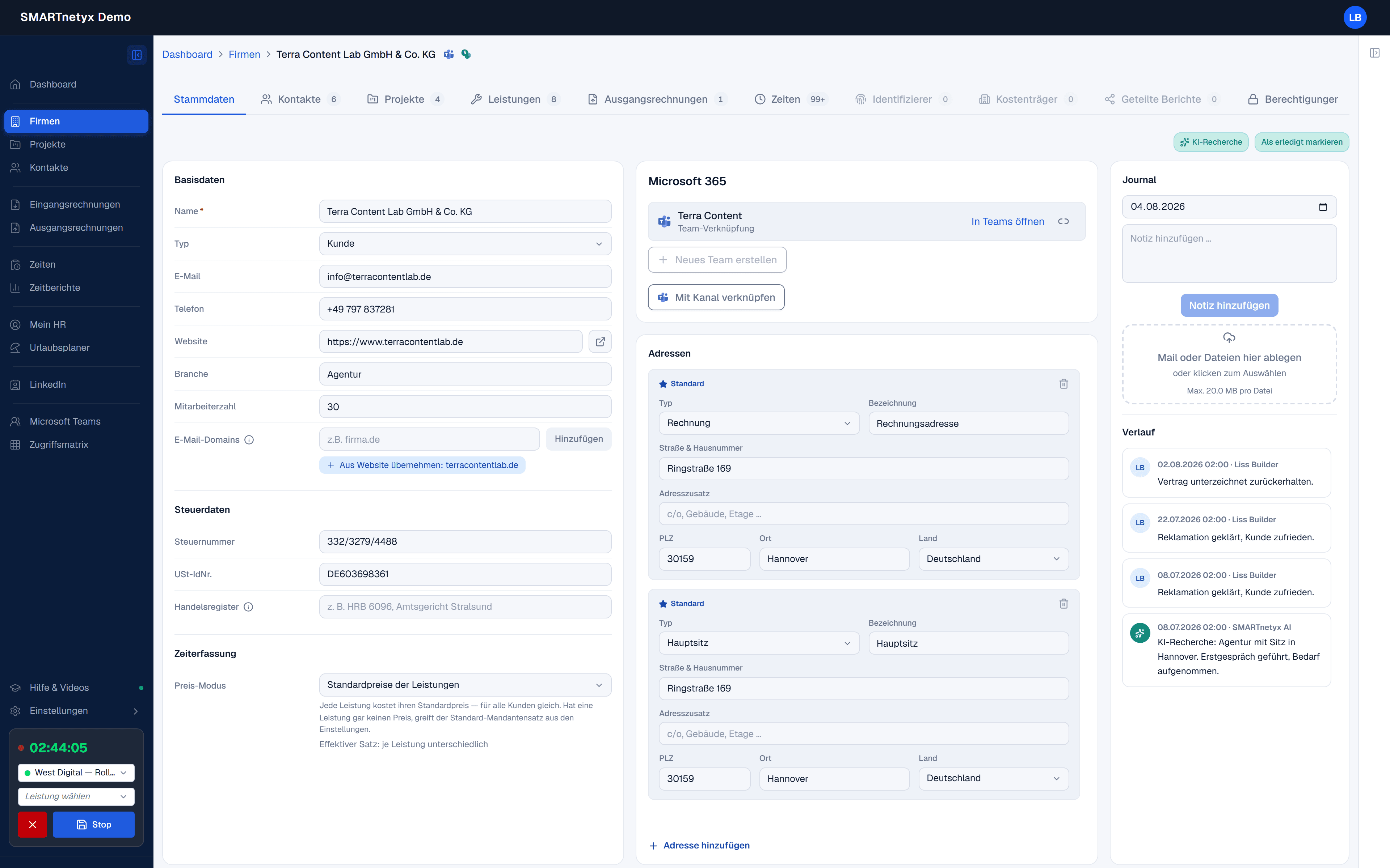 KI-Web-Recherche an einer Firma